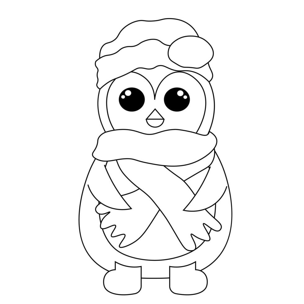 Cute cartoon winter Penguin in black and white vector