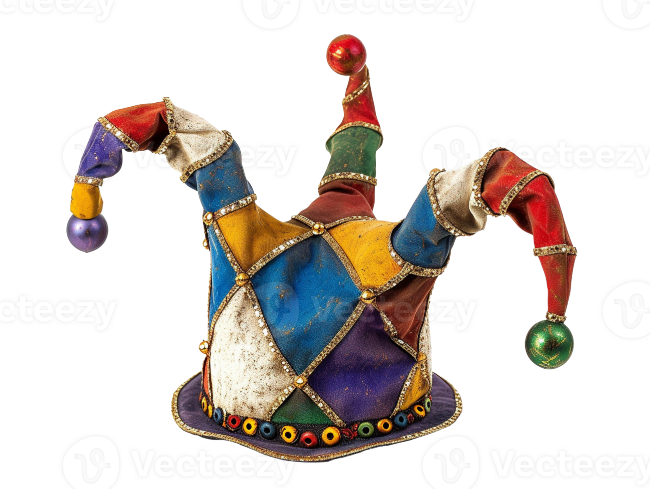 AI generated colorful jester hat png