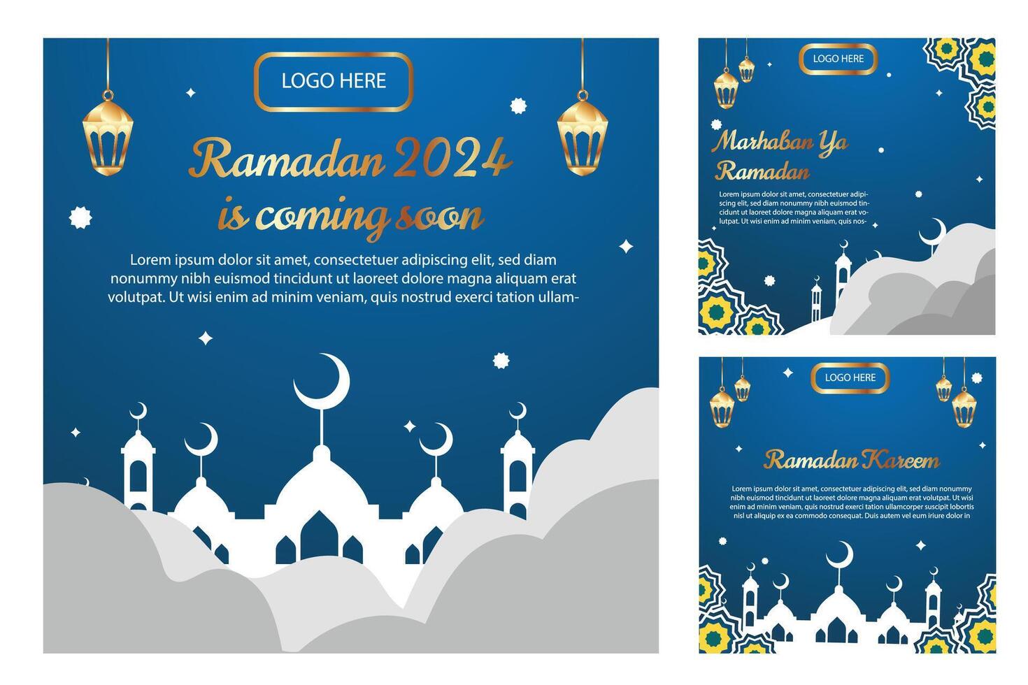 Ramadan Kareem Background,  greeting banner Ramadan Islamic ornament  background design with lamp, lantern, colorful social media banner, promotion vector