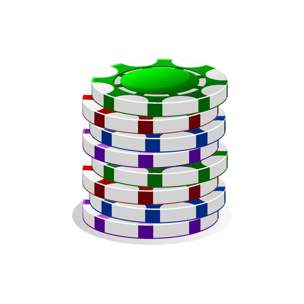 Vector stack of colored casino chips. Icon for casino or slots game