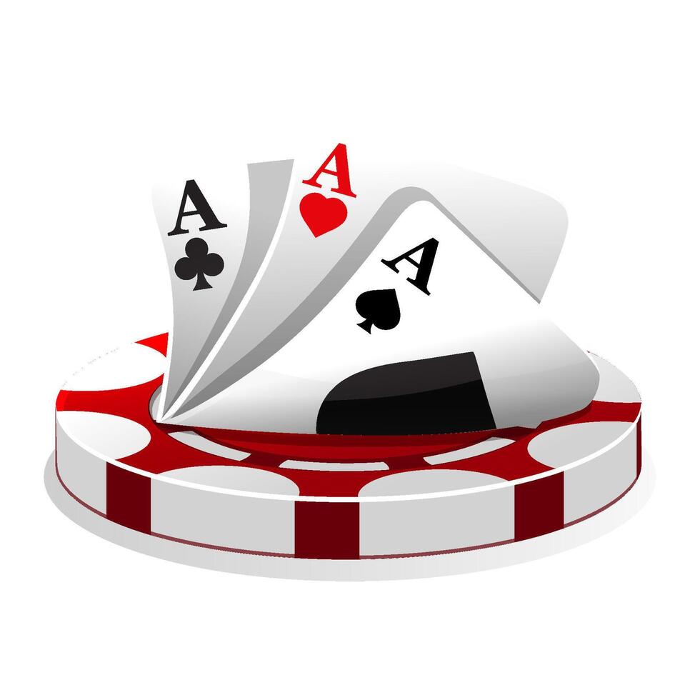 Casino icon. Vector Illustration Poker Cards And red Chip Games.