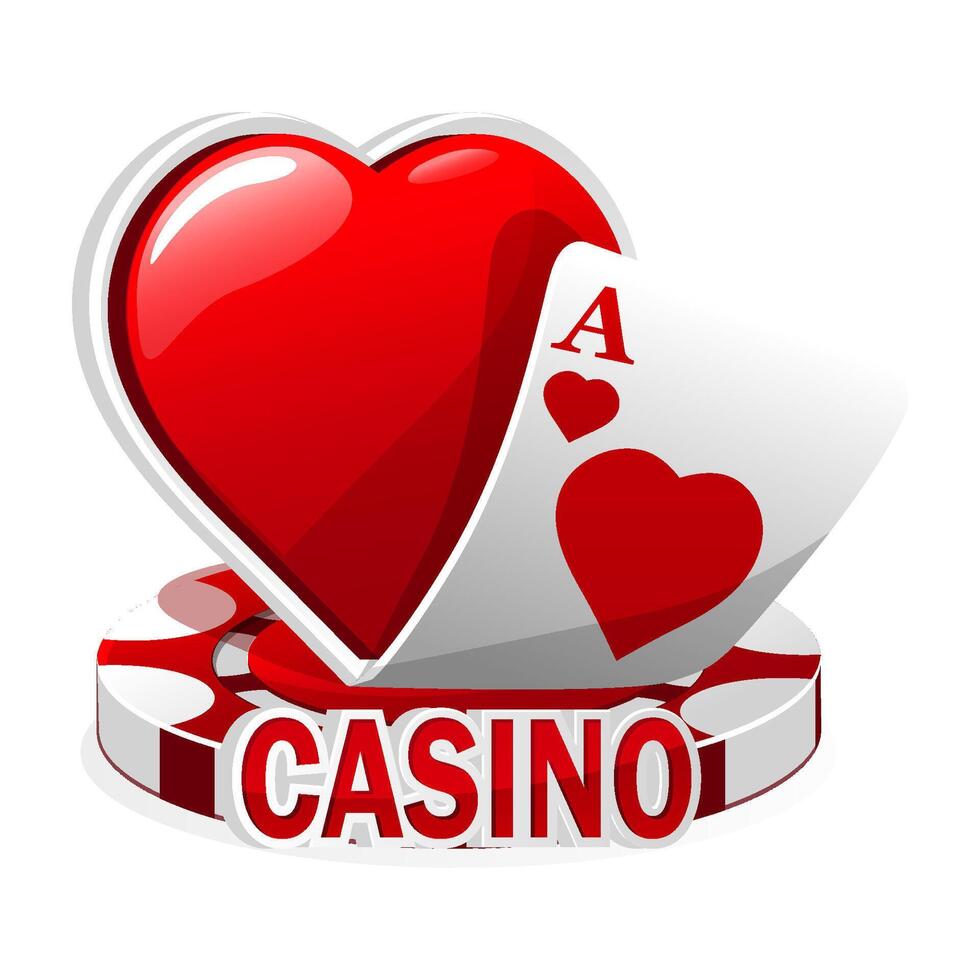 Red icon for the casino. Vector Illustration Poker Cards, Spade Symbol, and Chip Games.