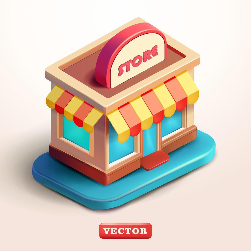 Shop store, 3d vector. Perfect for businesses, websites and marketplaces vector