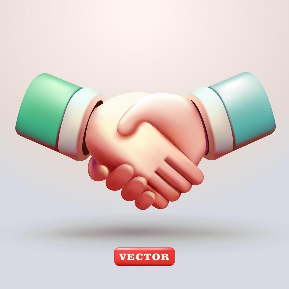 Handshake, 3d vector. Perfect for business, job fairs and networking vector