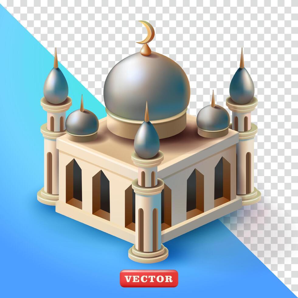 Cute Isometric Mosque, 3d vector. Suitable for Ramadan greetings, events and design elements vector