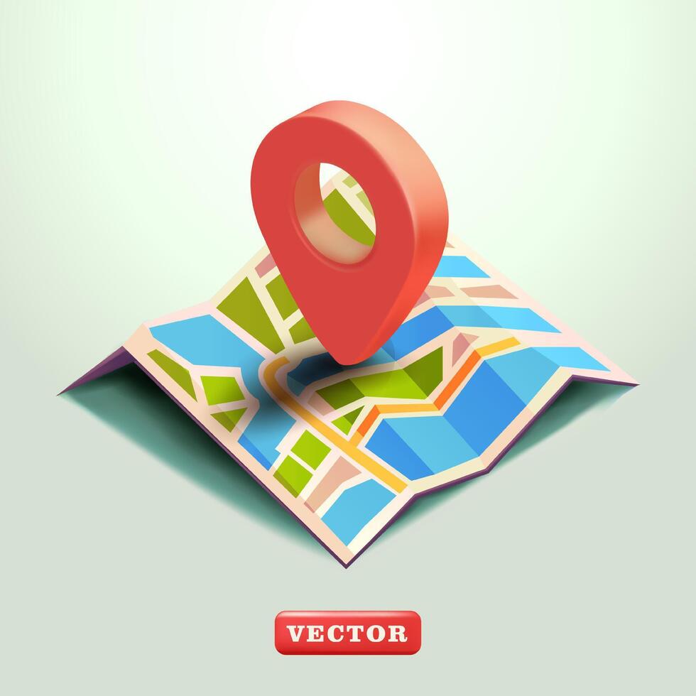 Map with location elements, 3d vector. Suitable for websites, business and ecommerce vector