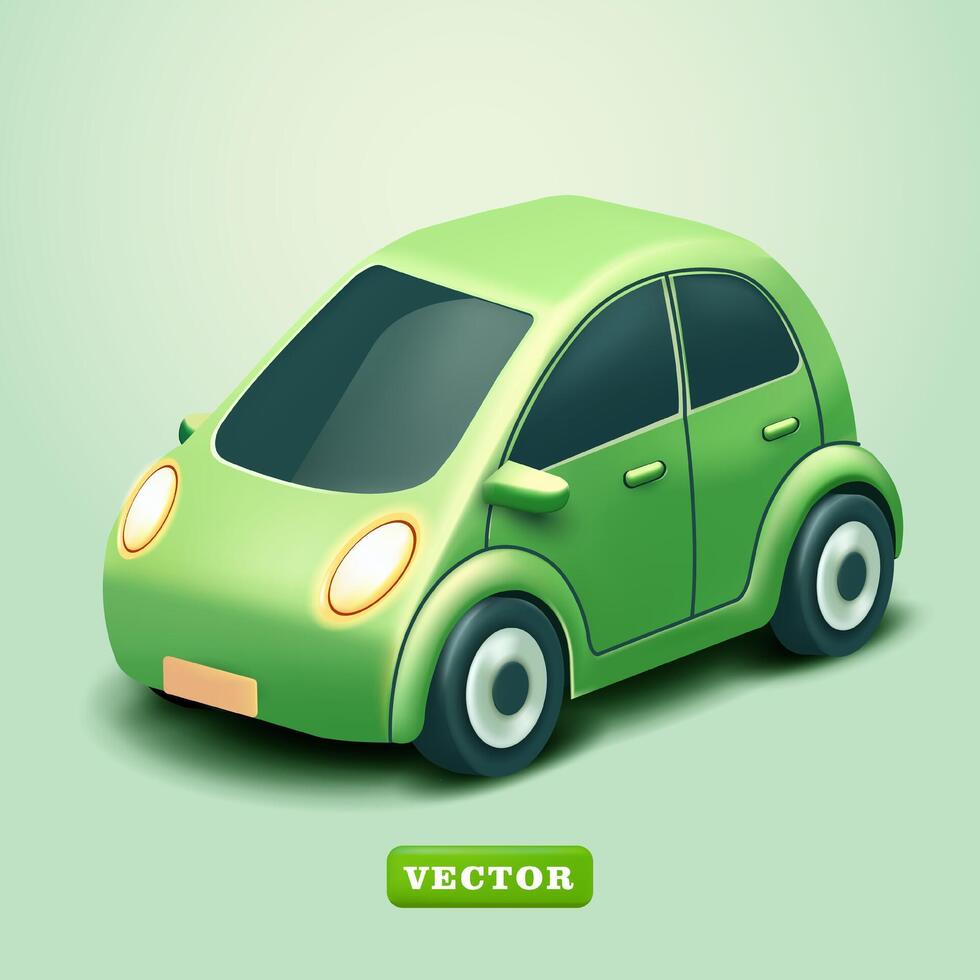 Modern electric car, 3d vector. Suitable for education, technology, green energy and design elements vector