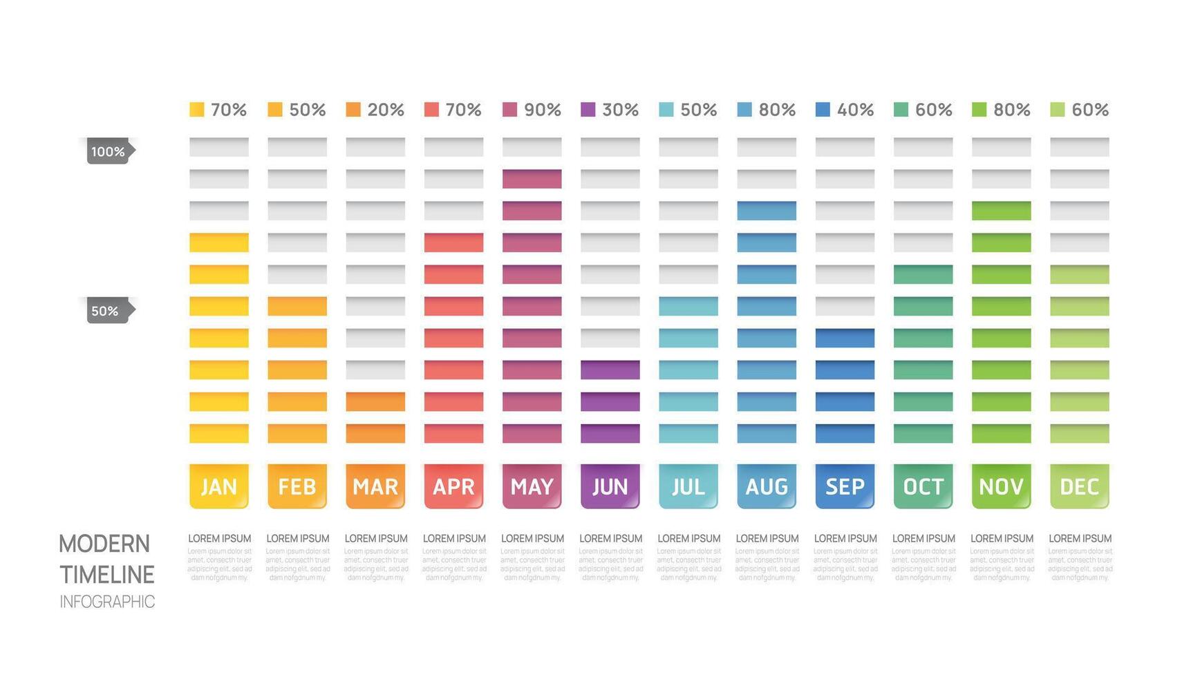 Gantt gráfico cronograma infografía modelo. moderno hito elemento cronograma diagrama calendario y bar grafico temas, vector infografía.