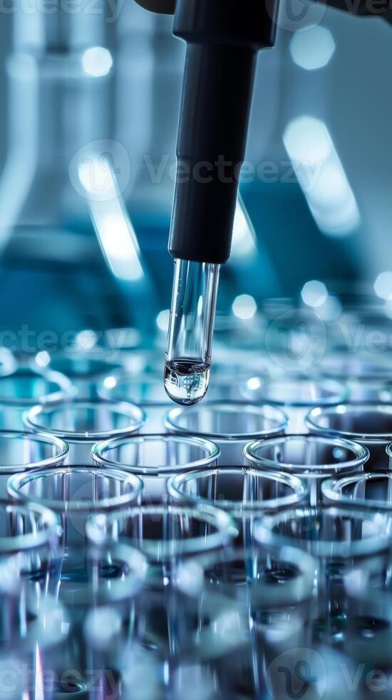 AI generated Laboratory Pipette with Test Tubes Research photo