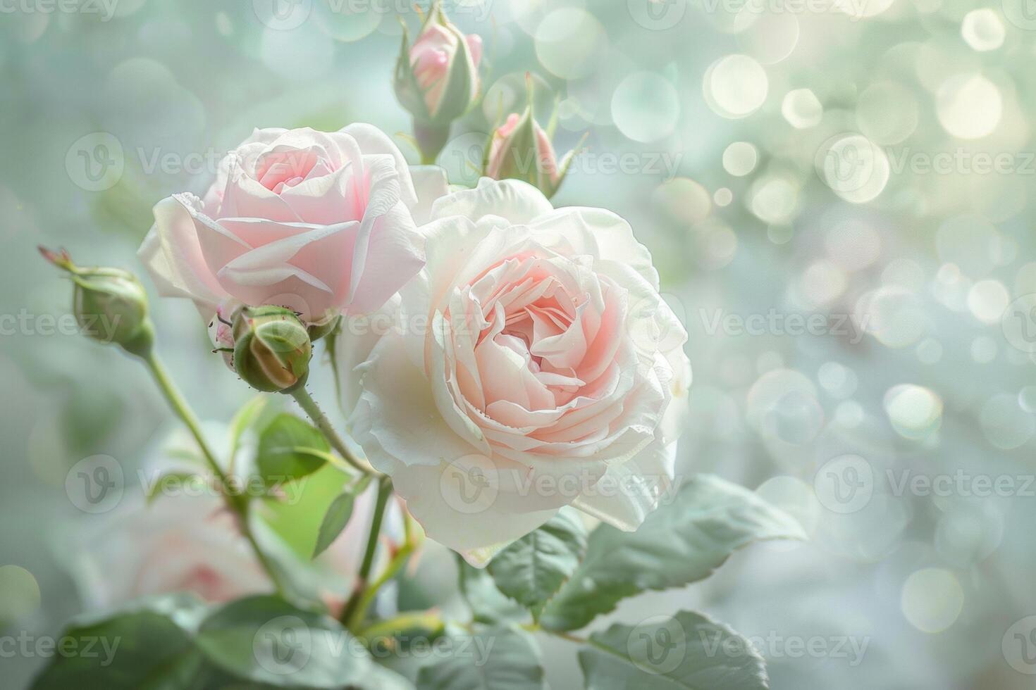 AI generated Delicate Pink Roses in Soft Light photo