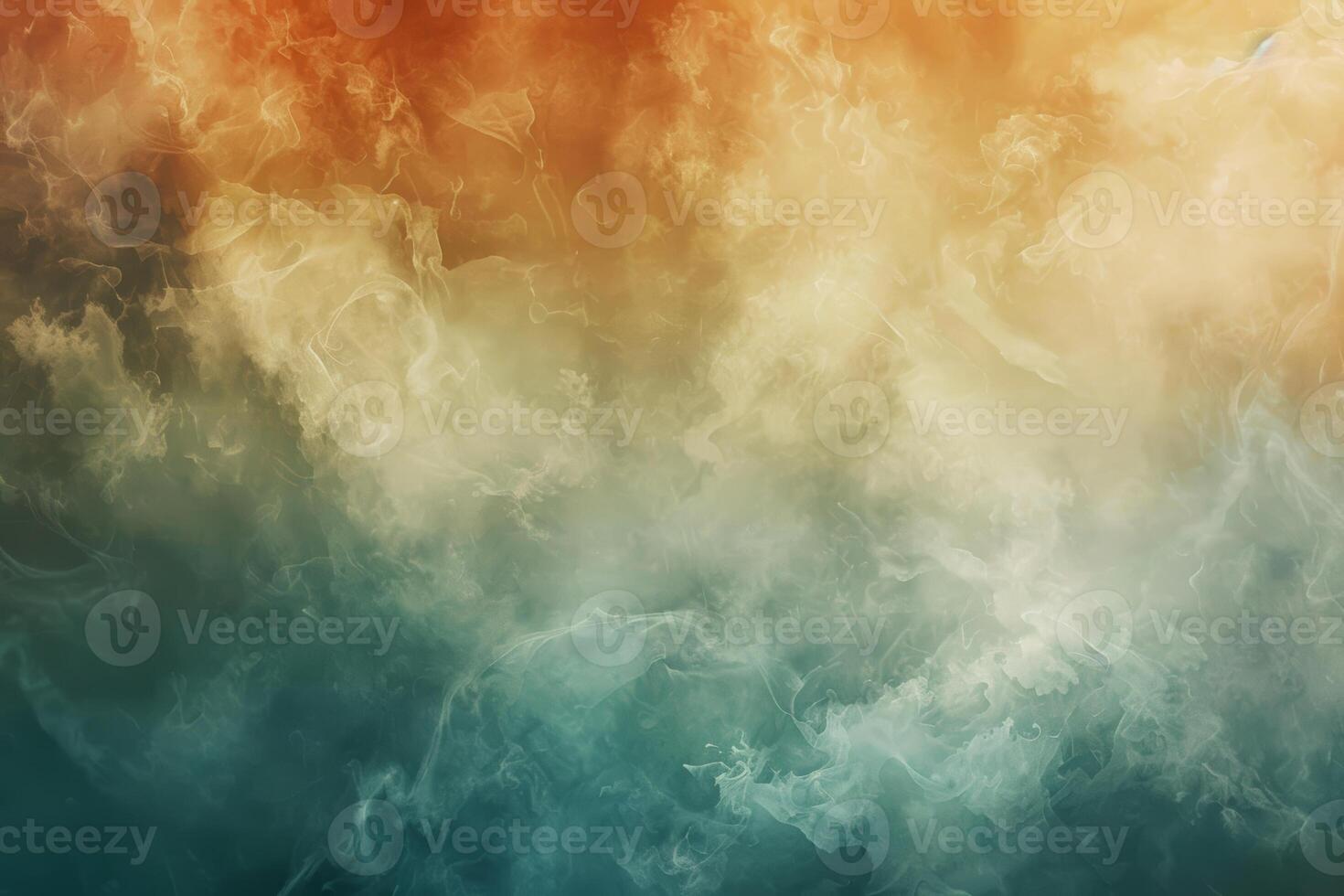 AI generated Abstract Smoke Art with Orange to Teal Gradient photo