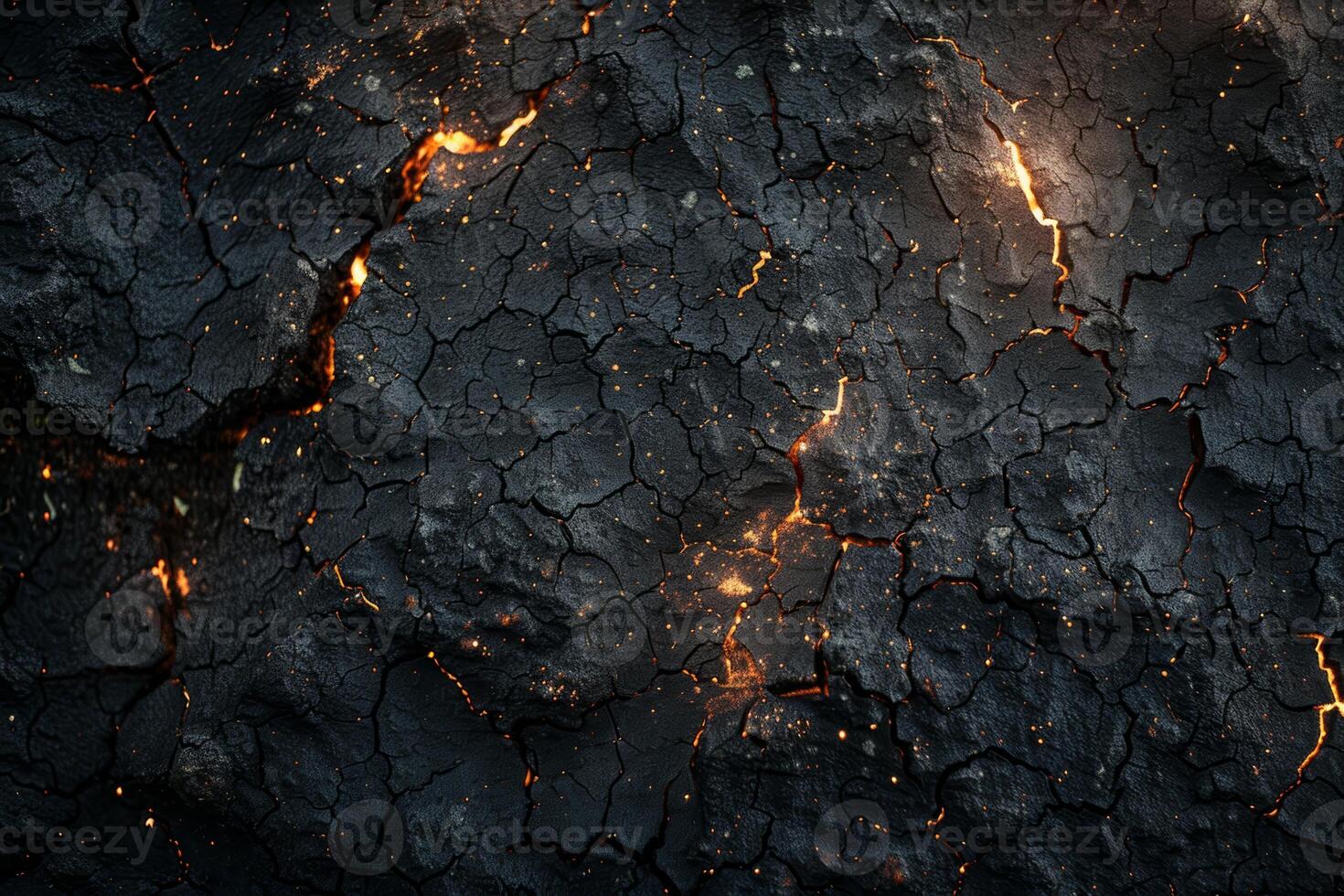 AI generated Cracked Lava Texture with Glowing Cracks photo