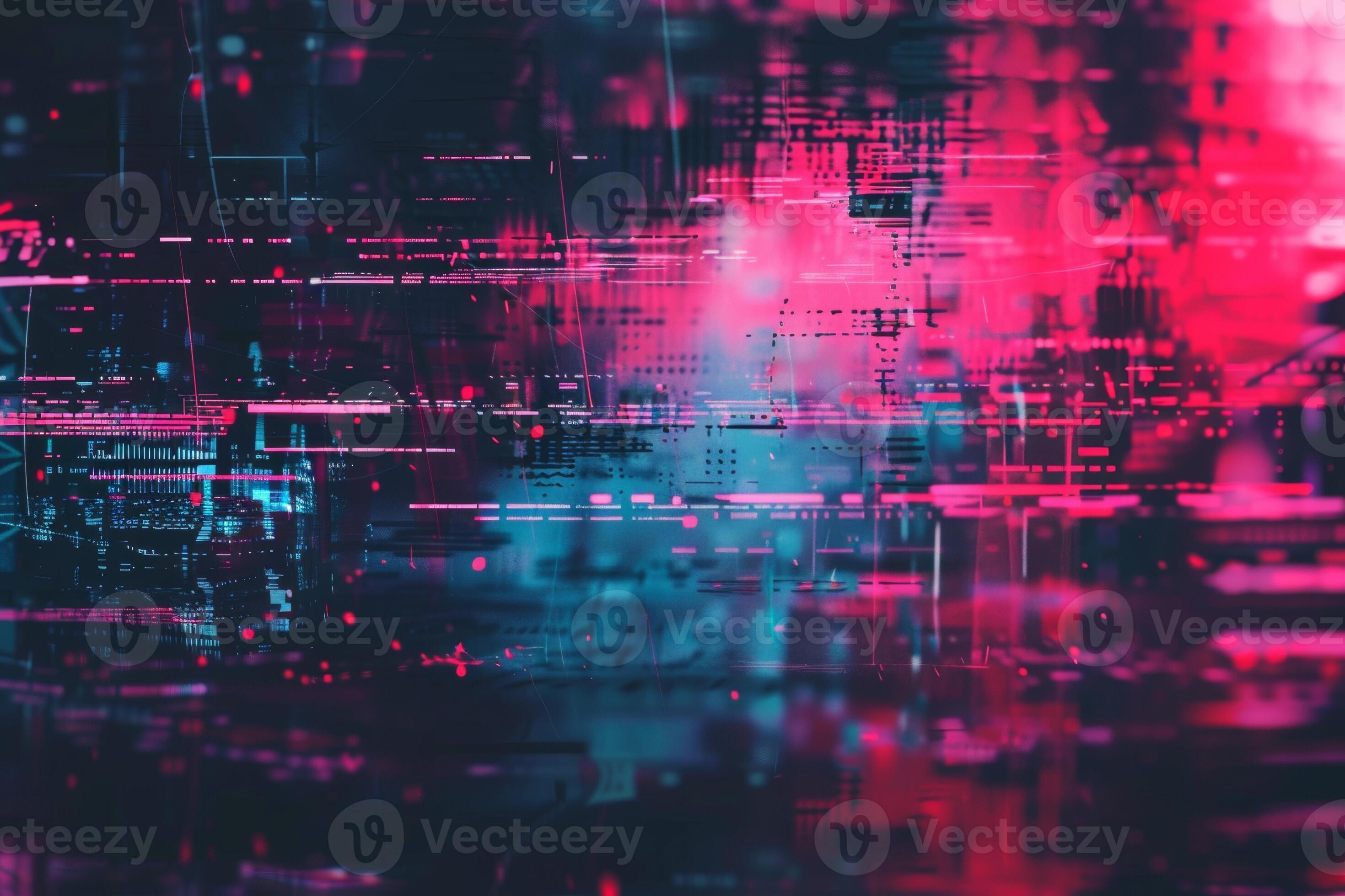 AI generated Cyberpunk Aesthetic with Red and Blue Digital Chaos