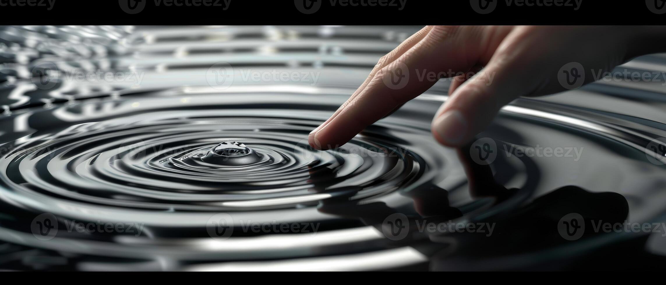 AI generated Finger Touching Water Creating Ripples photo