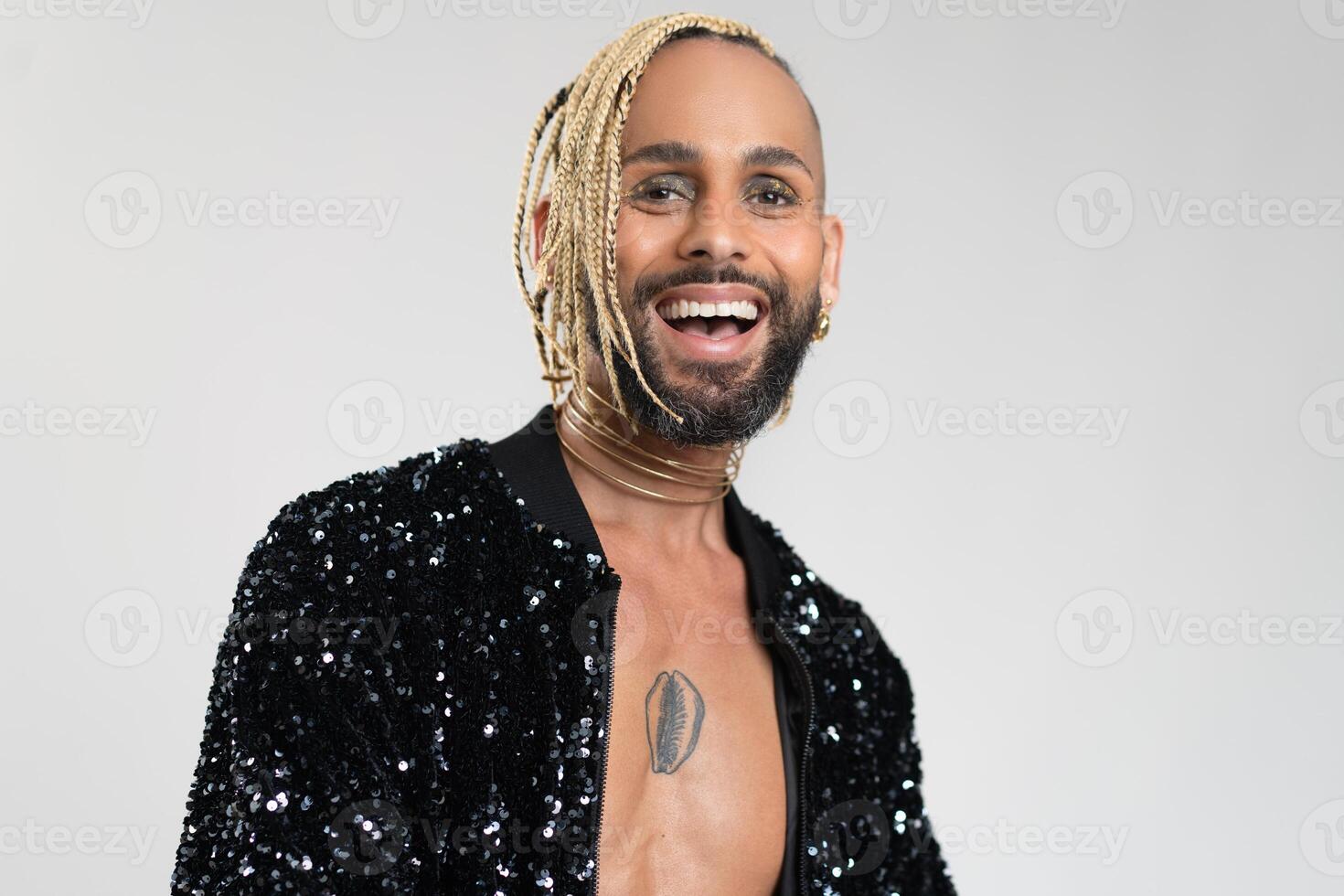 Black Gay Man in black stylish jacket photo