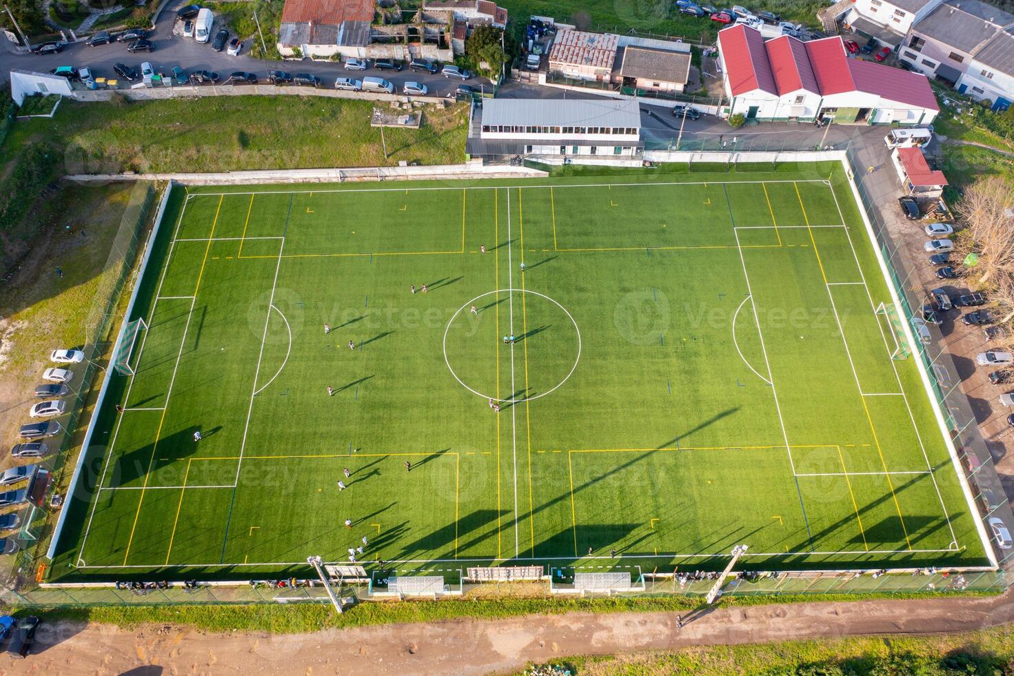 Aerial view of football field photo