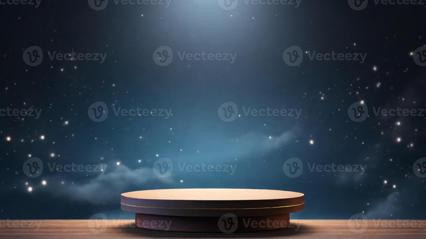 AI generated Round podium on the background of the night sky. 3D render photo