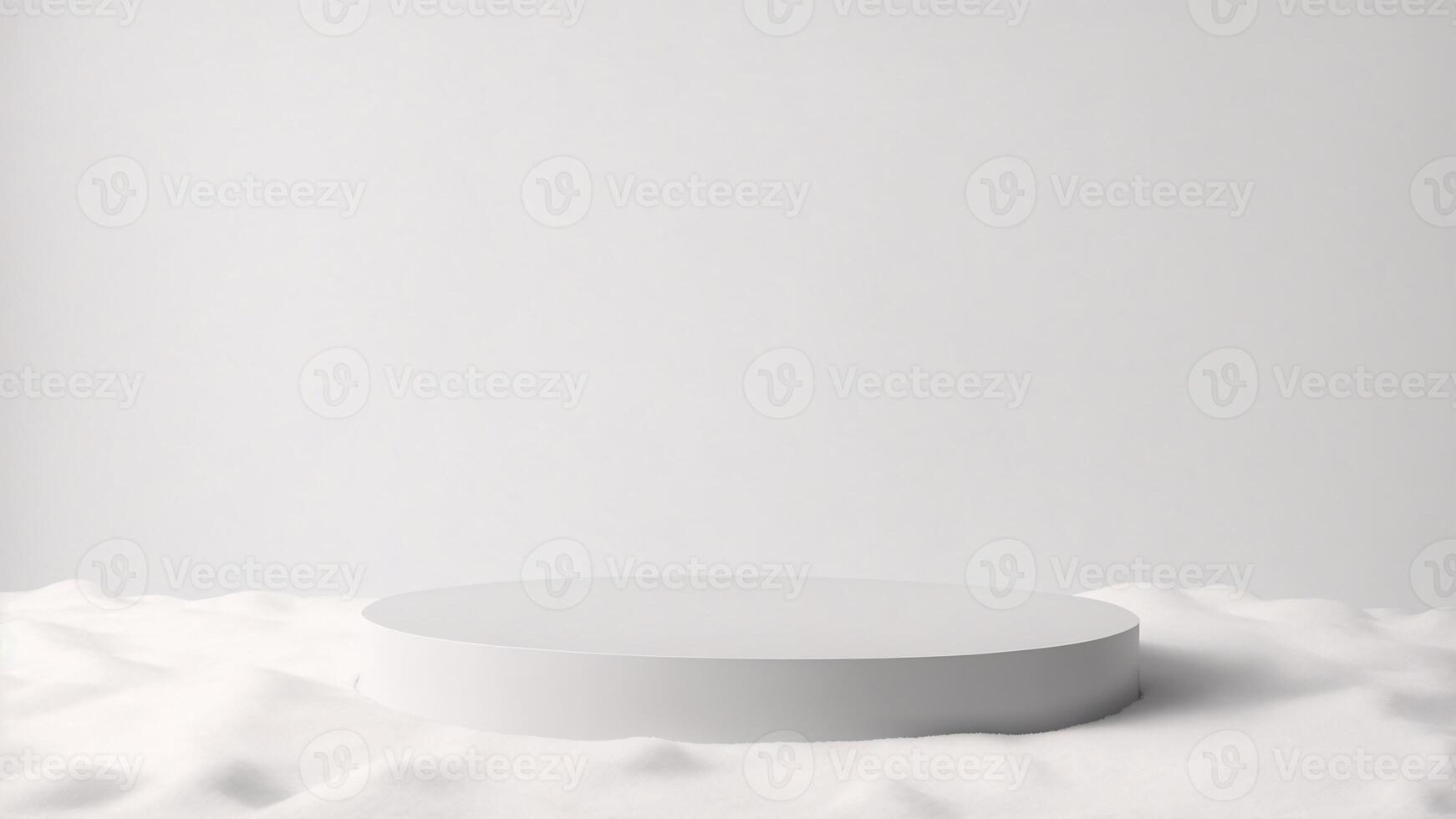 AI generated 3D rendering of a white podium on a white background with shadows photo