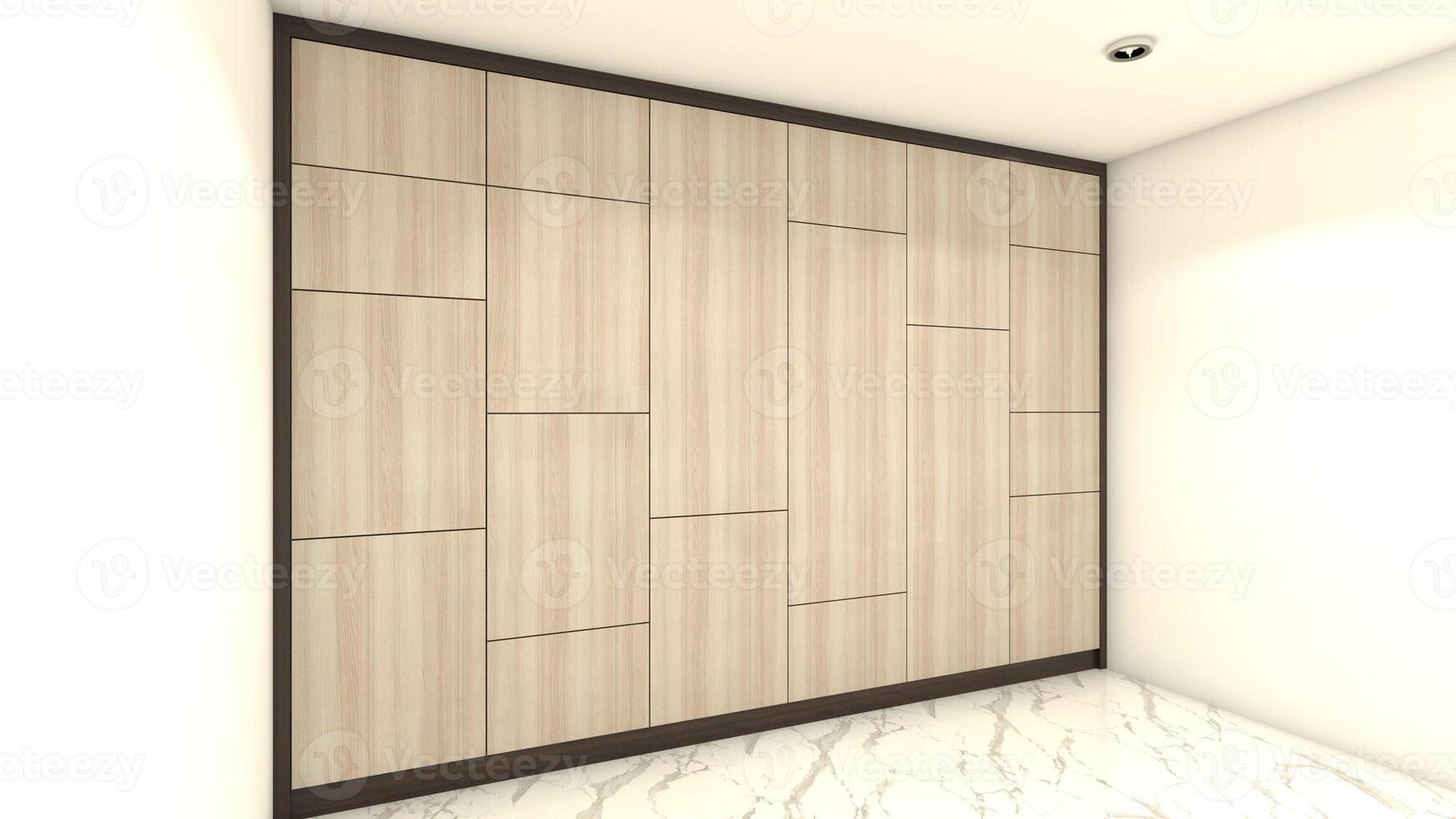 Clothes Wardrobe Cabinet Design In The Brighter Room, 3D Illustration photo