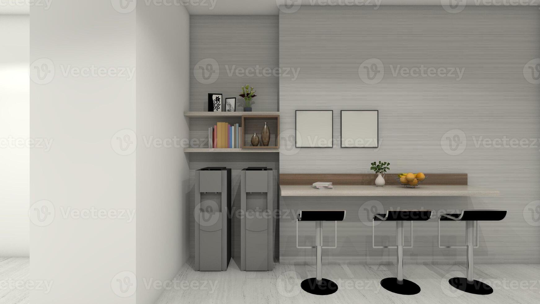Minimalist Bar Table with Simple Rack Decoration - 3D Illustration photo