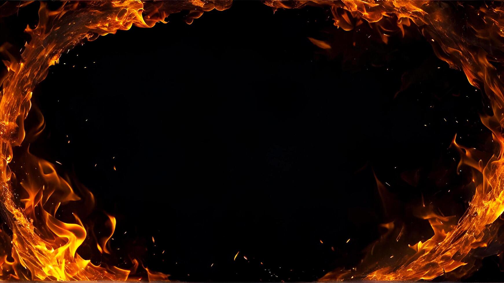 AI generated fire border effect black background photo