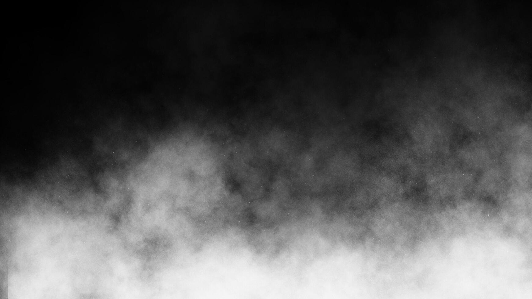 Abstract Realistic smoke misty fog on isolated black background. Smoke texture overlays effect. photo