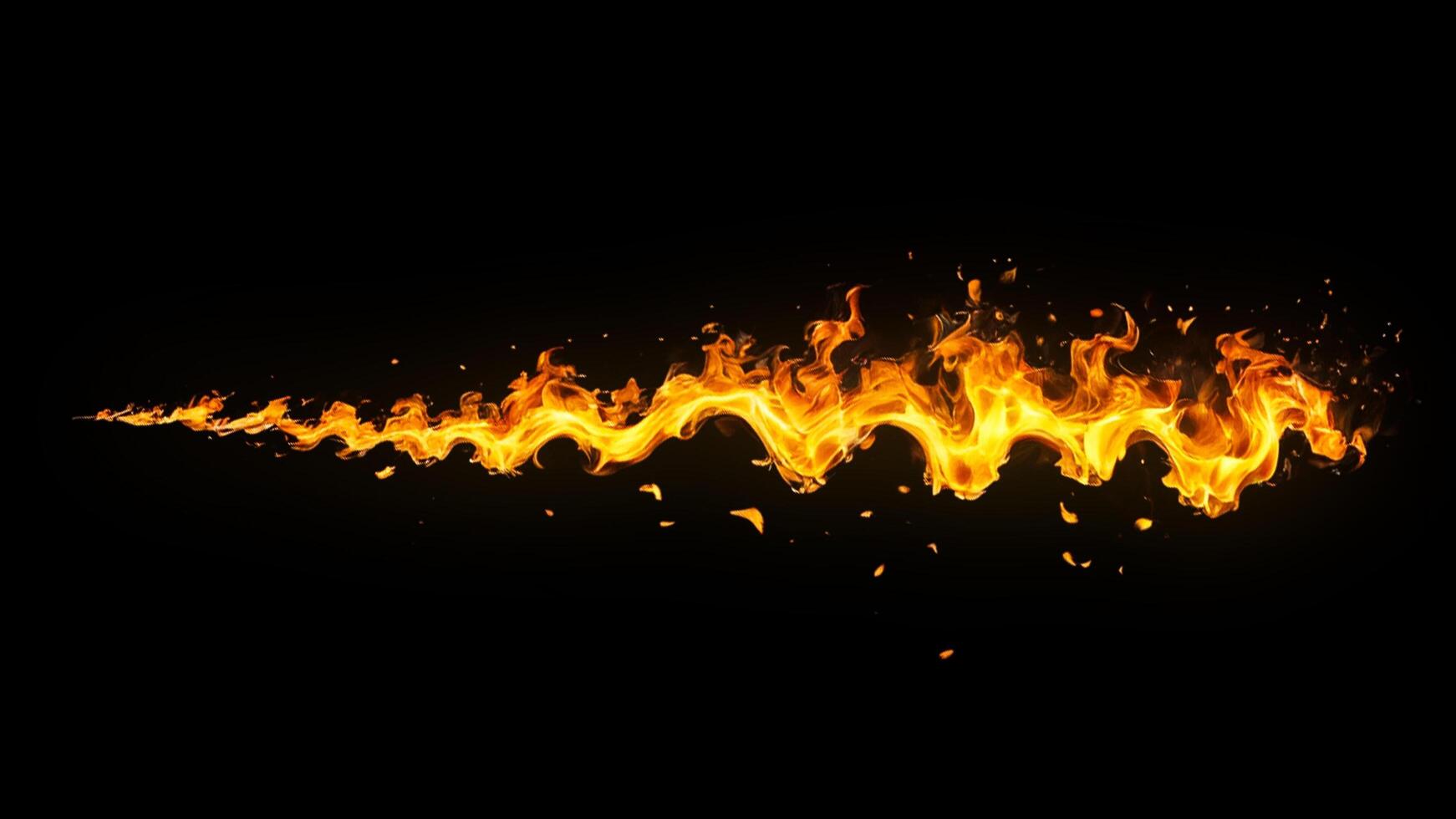 AI generated Fire And Flame Spray on Black Background. Fire Overlay Effect Background. photo