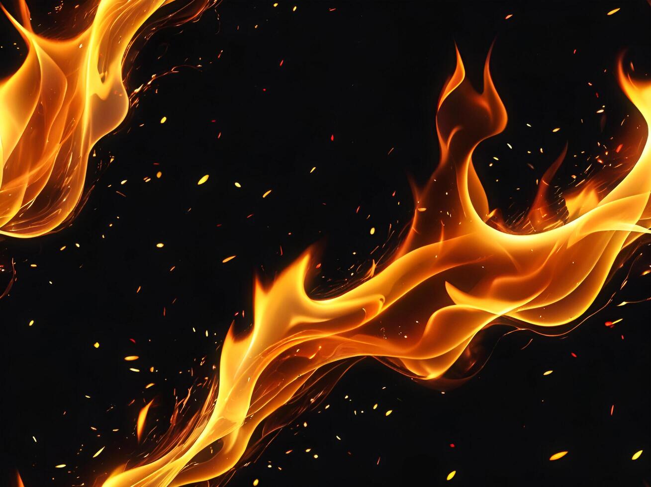 AI generated fire flames effect overlay background. photo