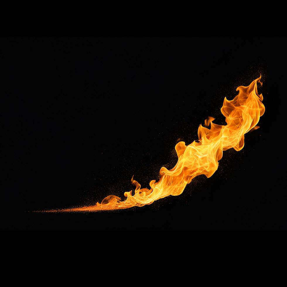 AI generated Fire And Flame Spray on Black Background. Fire Overlay Effect Background. photo