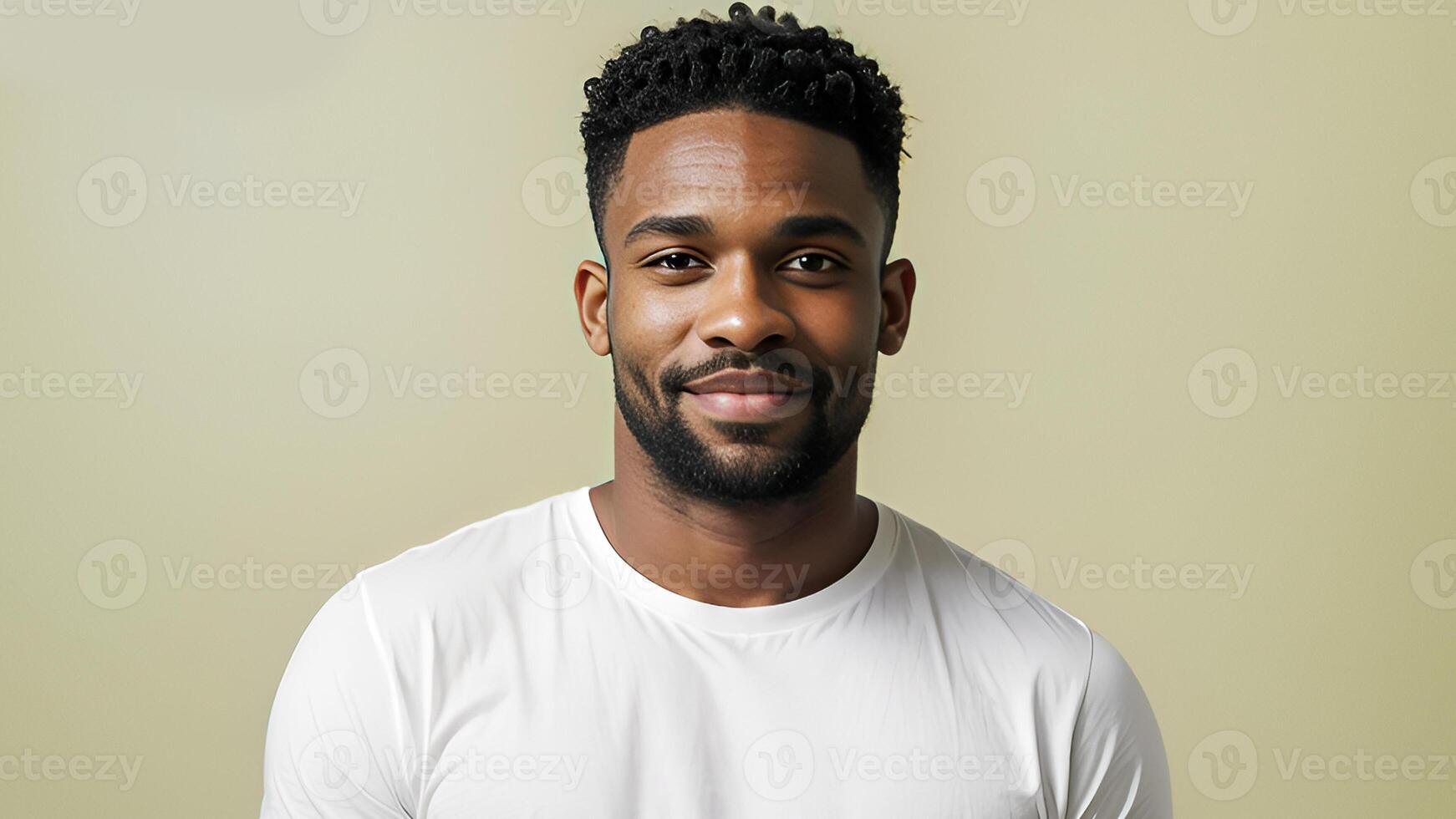 AI generated Portrait of bearded black man on plan background. photo