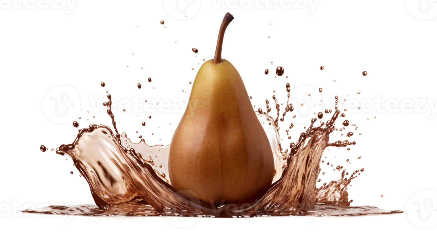 AI generated Tempting Chocolate on Pear on a transparent background png