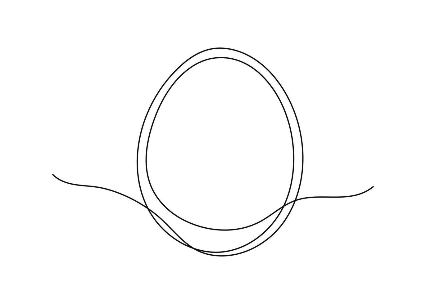 Simple Hand drawn Egg-shaped illustration of outline art with editable stroke. Easter Egg one Continuous Line minimalist illustration. Minimalistic element for decoration of Holiday cards and banners. vector