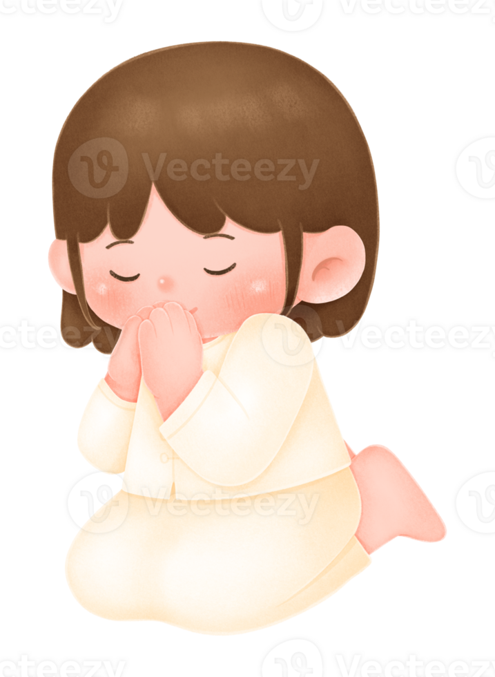 Girl in prayer position png