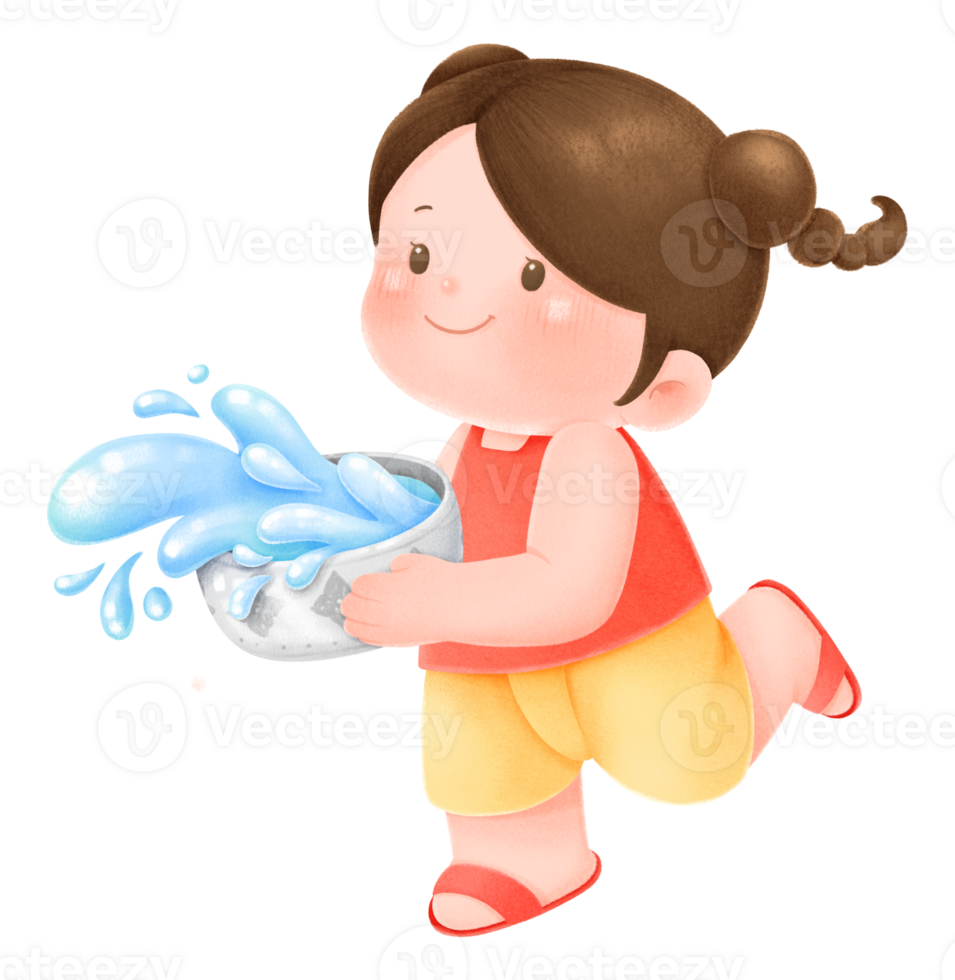 Songkran festival girl splashing water png