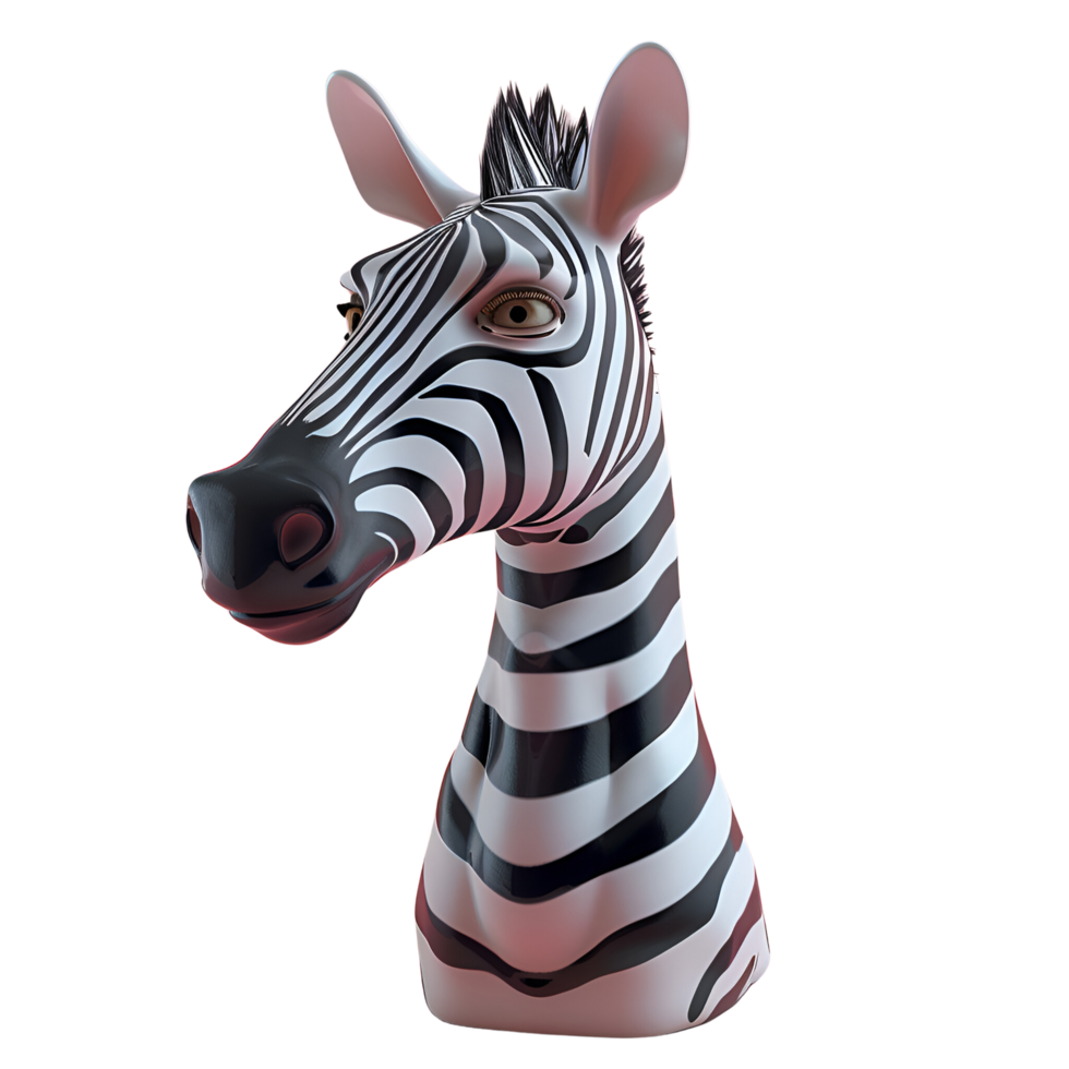 AI generated 3D Cartoon Zebra Logo Illustration No Background Perfect for Print on Demand png