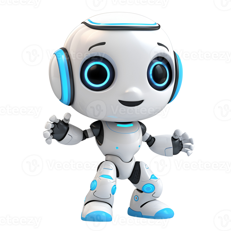 AI generated 3D Cartoon Robot Cute Robot AI Robot Logo Illustration No Background png