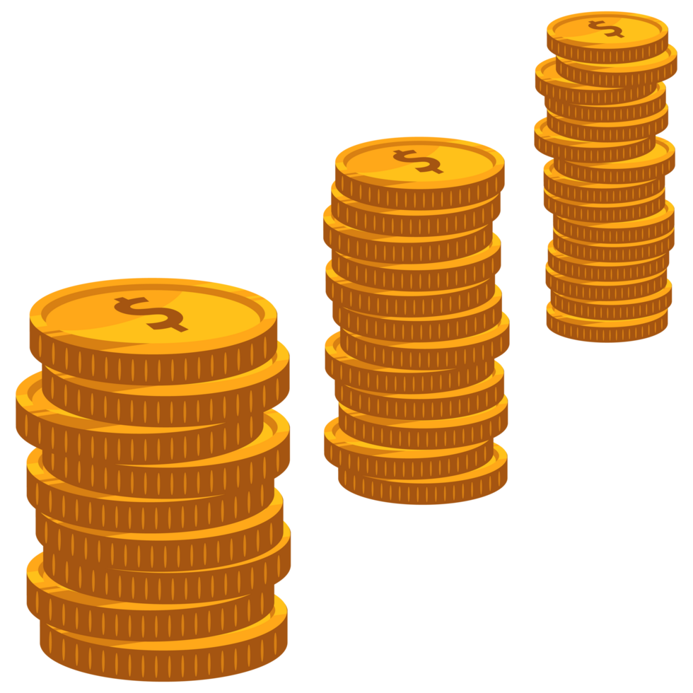 Illustration of Coins Stacked in Different Places png