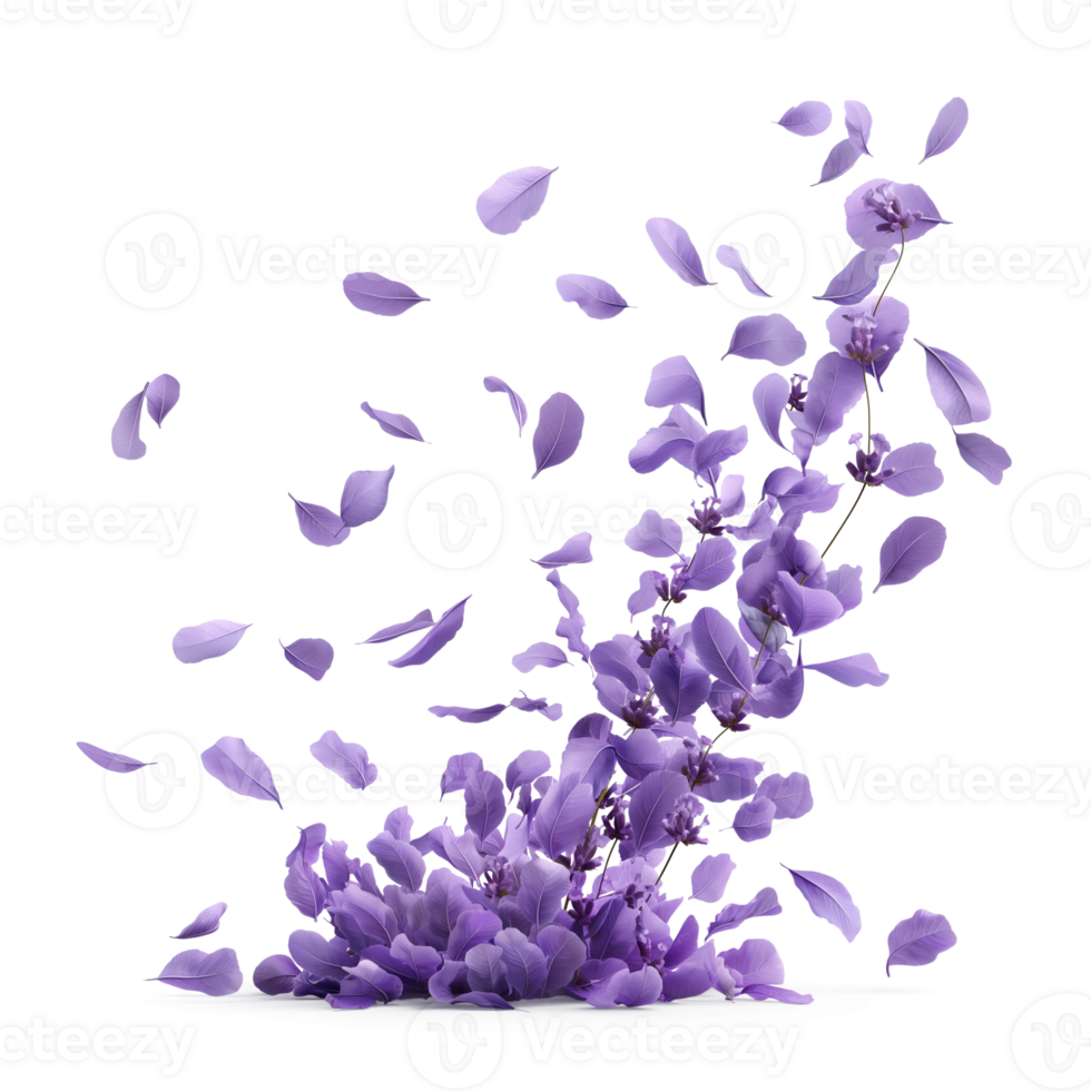 AI generated Petals lavender falling in the air, Beautiful flower in nature concept, AI generated, PNG transparent with shadow