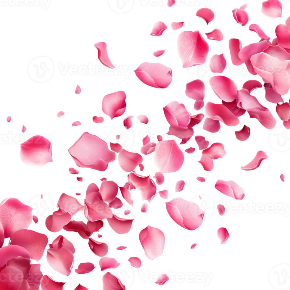 AI generated Flying whirl pink Rose Petals in the air, Beautiful flower in nature concept, AI generated, PNG transparent