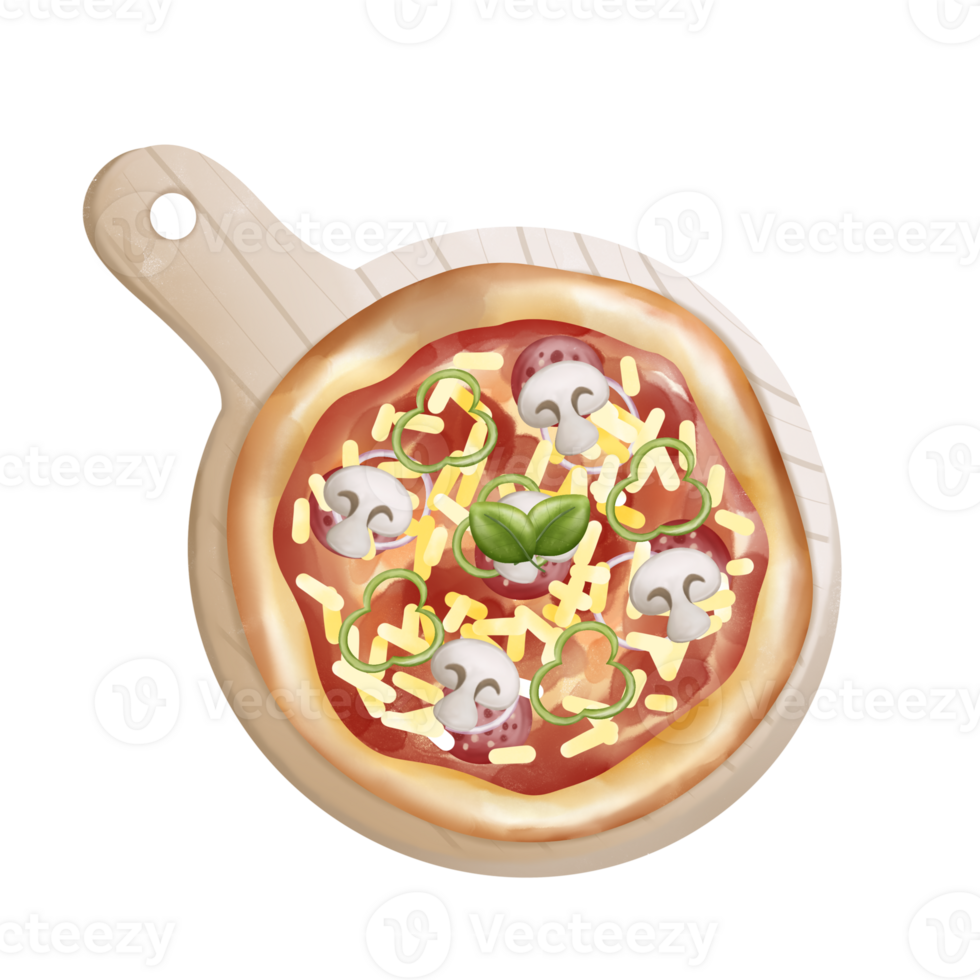 mushrooms Pepperoni pepper pizza png