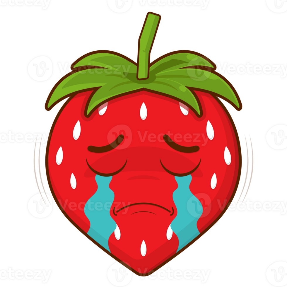 strawberry crying and scared face cartoon cute png
