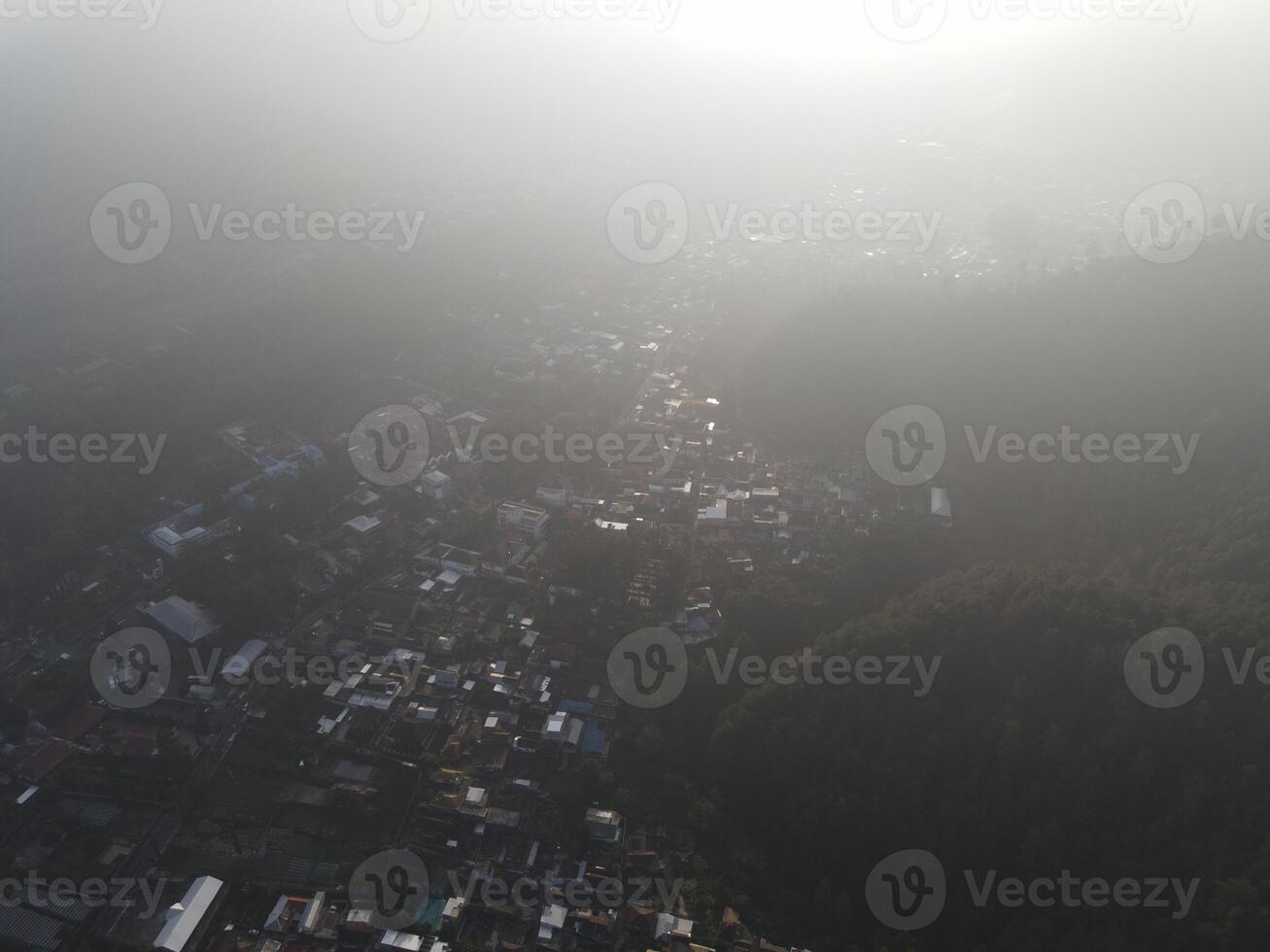 Aerial view of a remote village Tawangmangu, Central Java, Indonesia photo