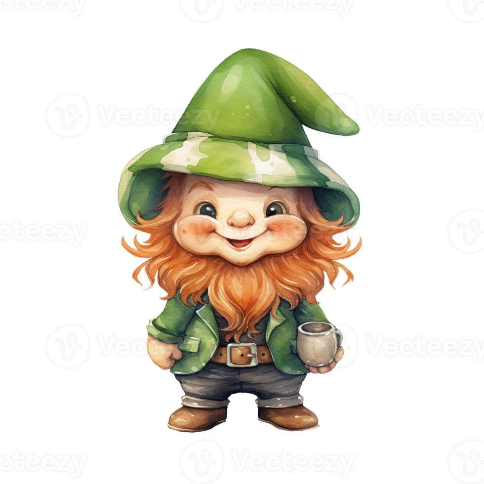 AI generated Cute Leprechaun Illustration png