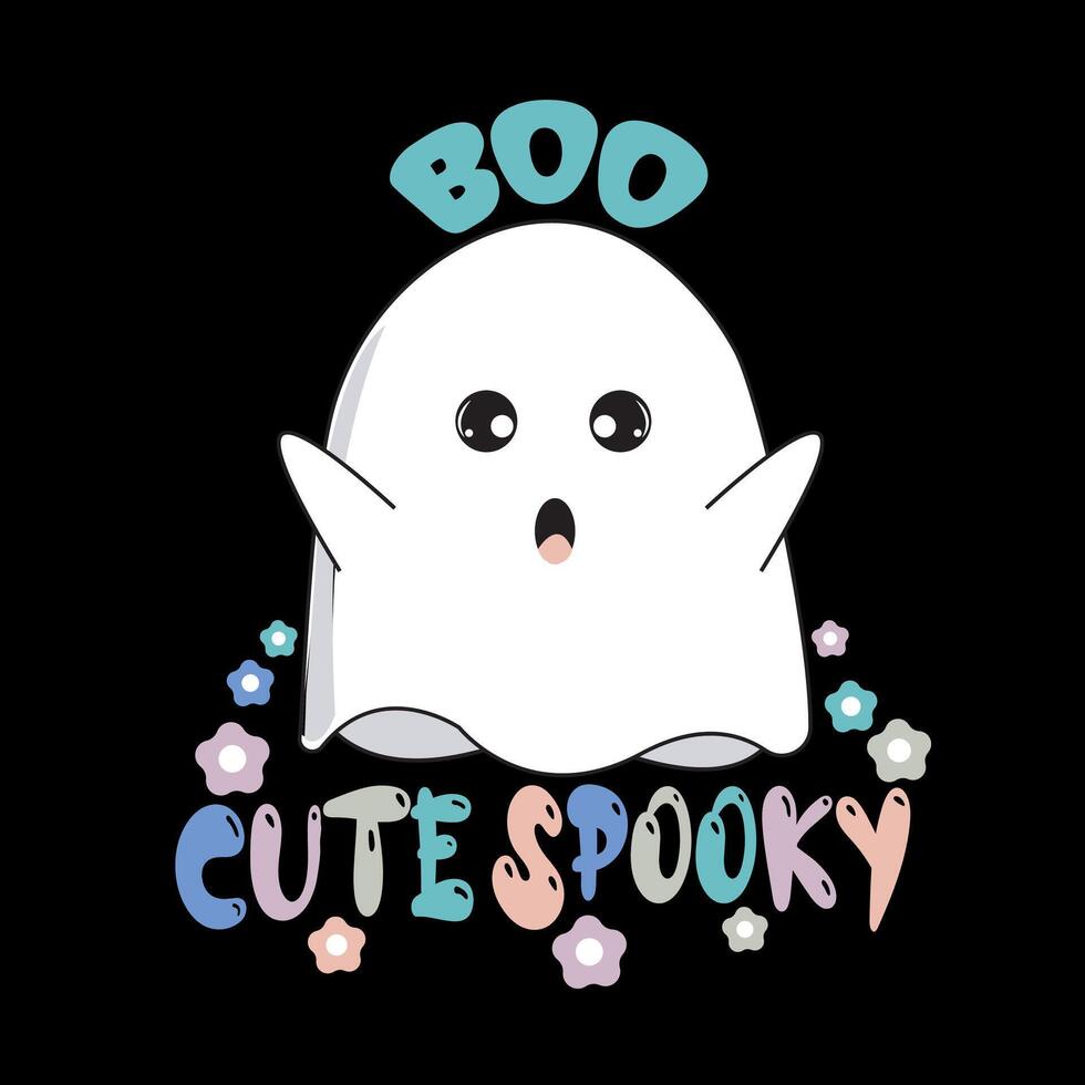cute spooky typography t shirt design, graphic t shirt design vector