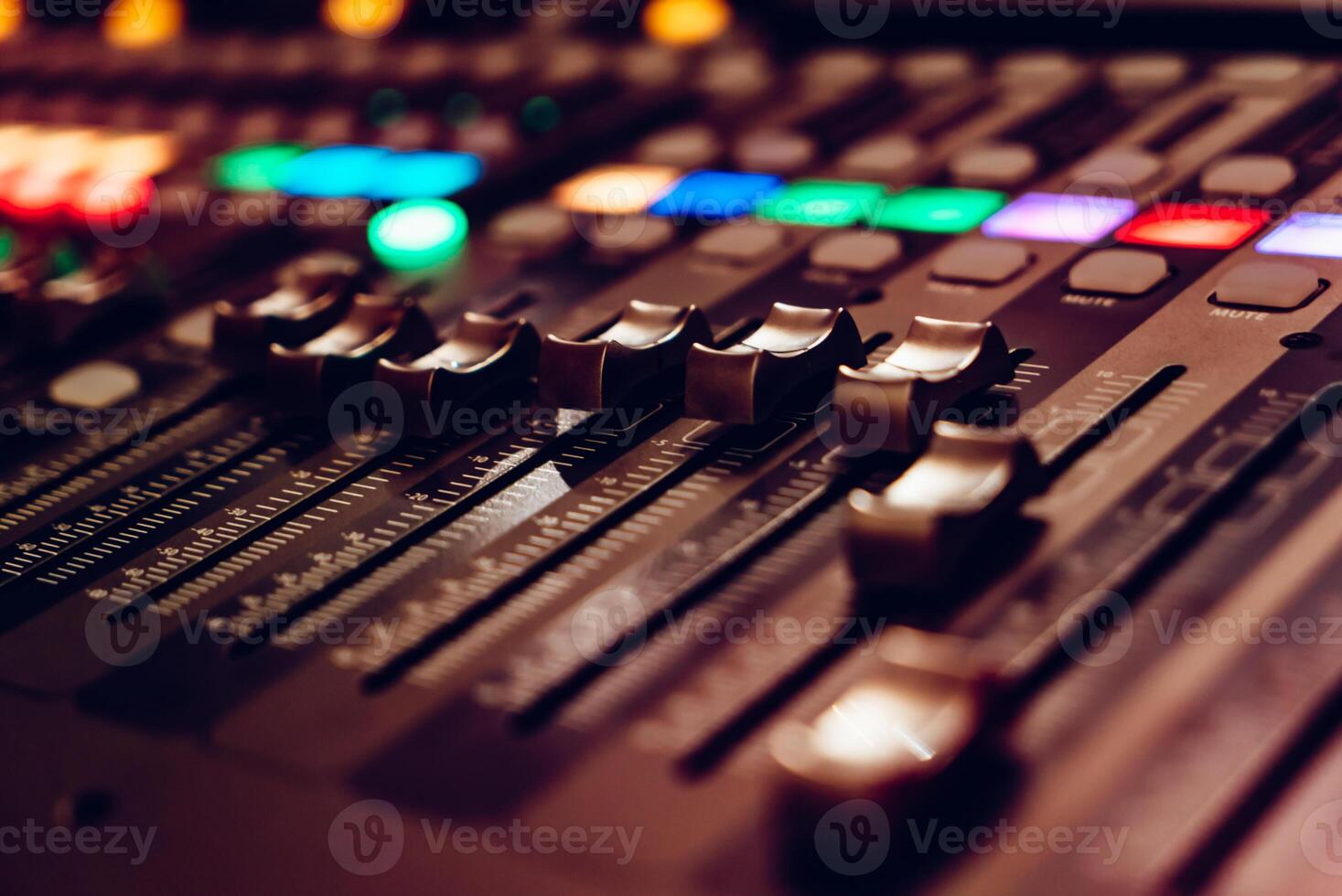 mixing video console is designed for DJ's work. Close-up photo