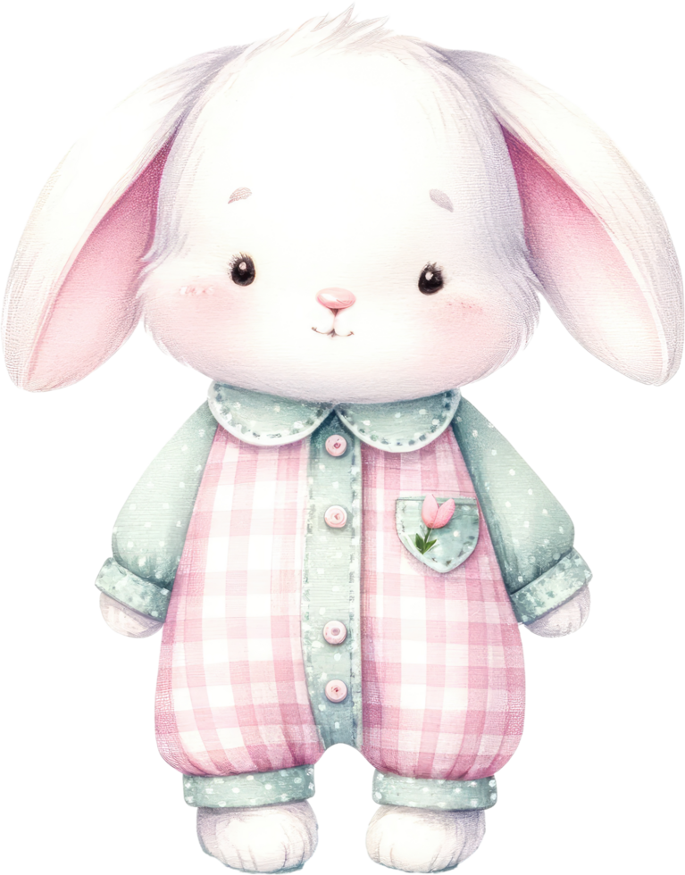 AI generated Cute bunny dressed in a cozy hoodie, showcasing a soft, pastel-themed aesthetic perfect for Easter png