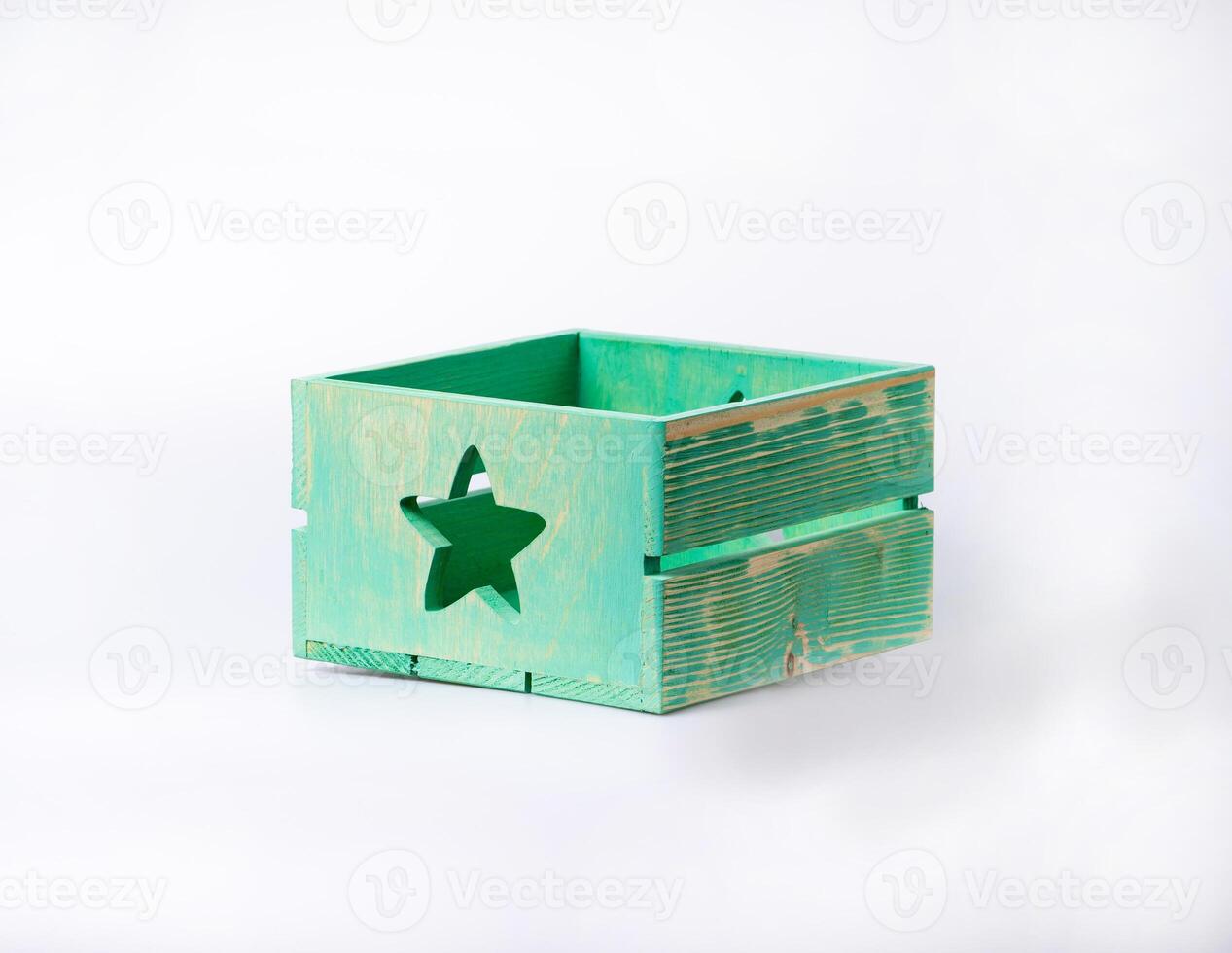 A wooden empty box isolated on a white background photo