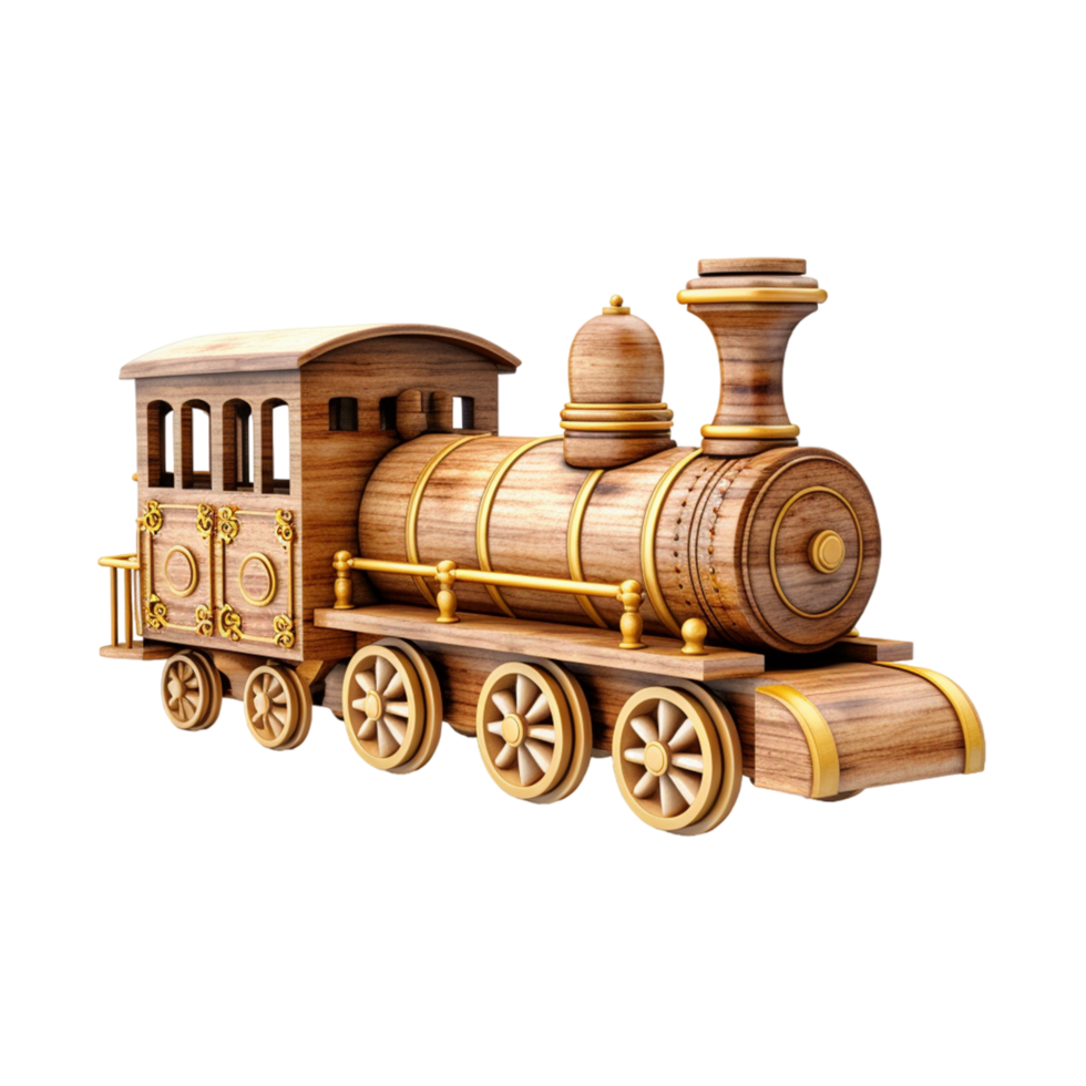 AI generated Wooden train set wooden toy isolated png
