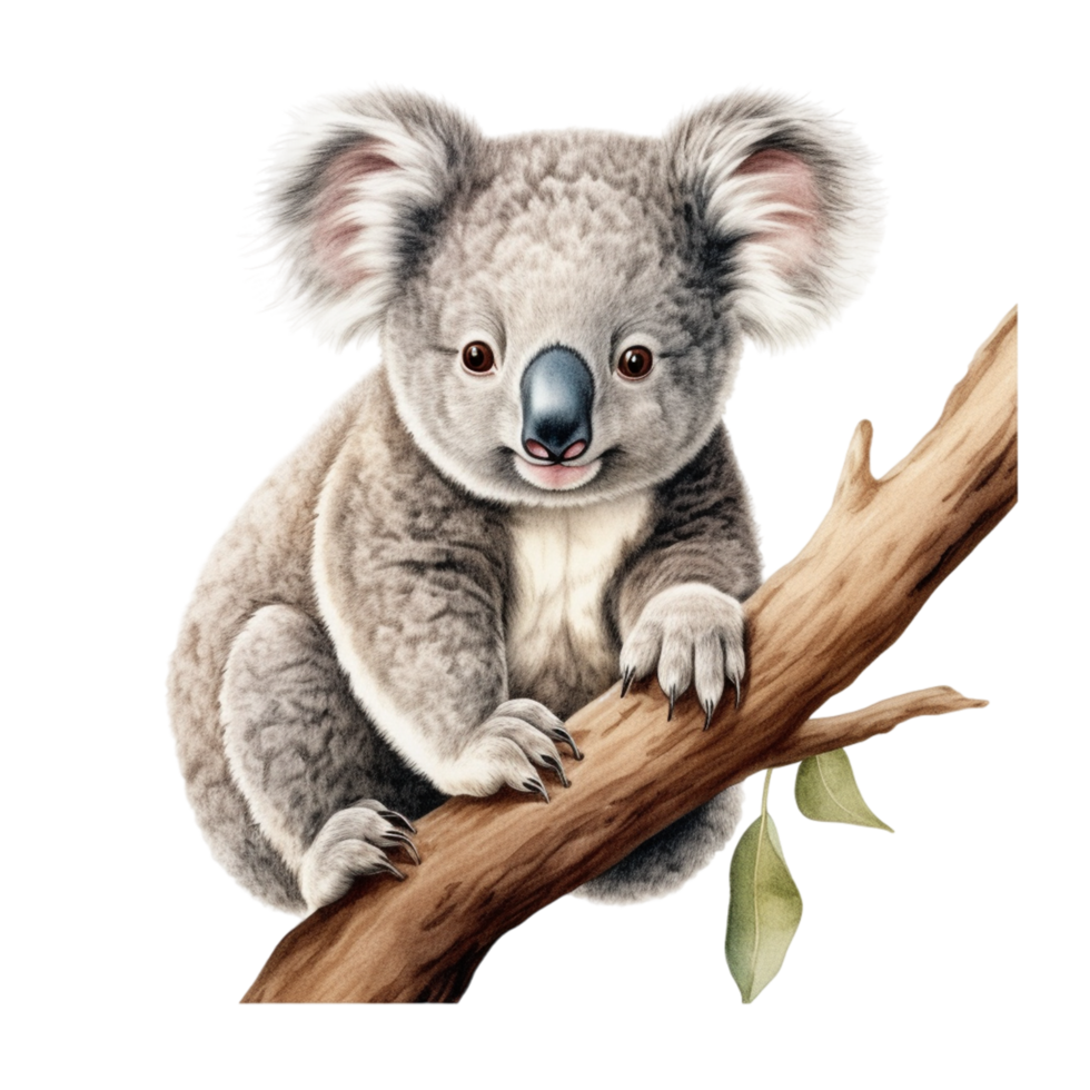 AI generated There is a koala bear that is sitting on a branch png