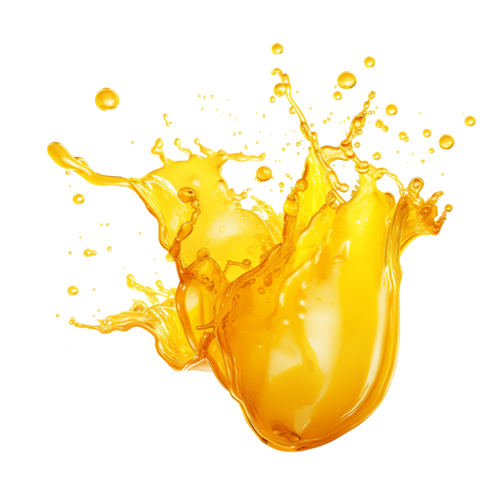 AI generated yellow water splash liquid wave with splatter isolated png